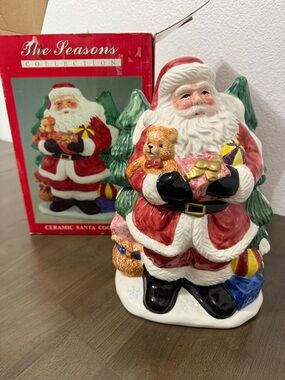 Vintage Seasons Collection Ceramic Santa Cookie Jar New in Box